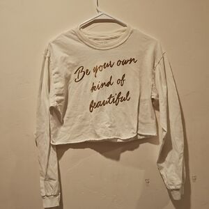 Gold Rush White Long Sleeve Crop Top